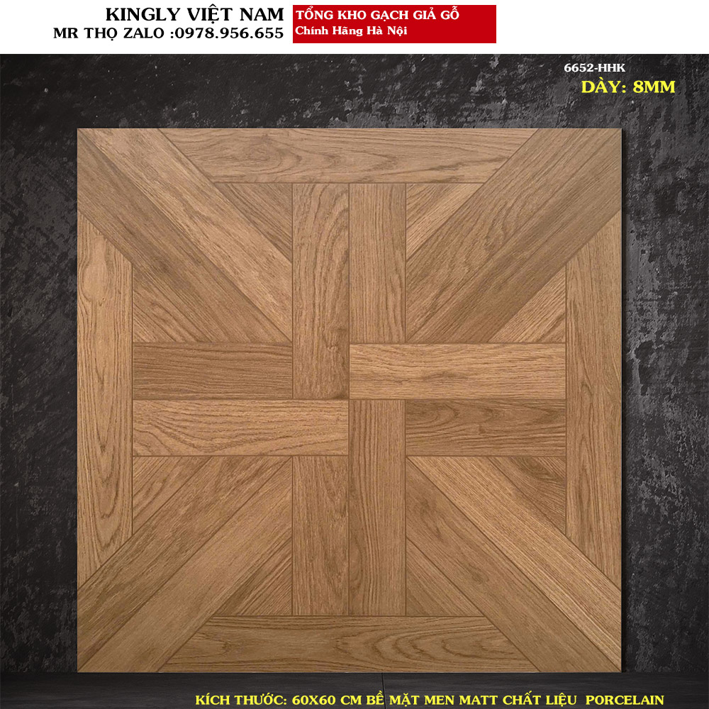 Gạch giả gỗ 600x600 Trung Quốc 6652